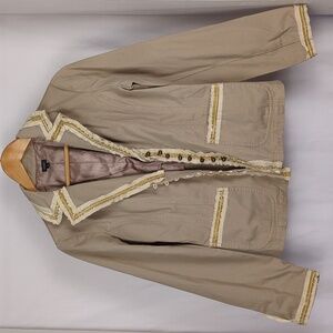 AZIZ Women's Tan Boho Victorian Corset Lace Front Blazer Jacket